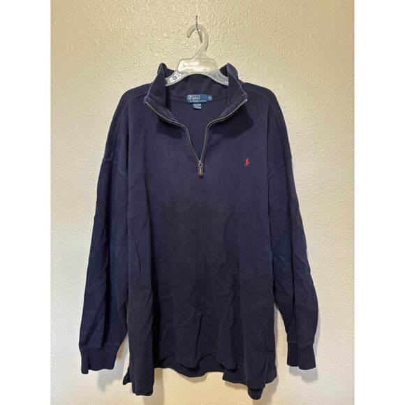 Men’s Polo Ralph Lauren Navy Quarter 1/4 Zip Pullover Sweater, size 3XL Big - Picture 2 of 4